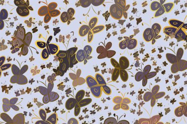 Kelebek illüstrasyonlar arka plan soyut, elle çizilmiş. Karikatür tarzı vektör grafiği.