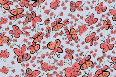 El kelebek illüstrasyonlar arka plan, iyi grafik tasarım, duvar kağıtları veya kitapçıklar için çekilmiş. Karikatür tarzı vektör grafiği.