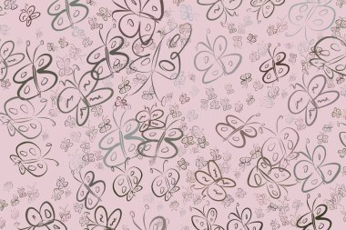 Kelebek illüstrasyonlar arka plan soyut, elle çizilmiş. Karikatür tarzı vektör grafiği.