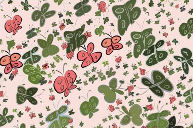 Kelebek illüstrasyonlar arka plan soyut, elle çizilmiş. Karikatür tarzı vektör grafiği.