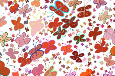 Kelebek illüstrasyonlar arka plan soyut, elle çizilmiş. Karikatür tarzı vektör grafiği.