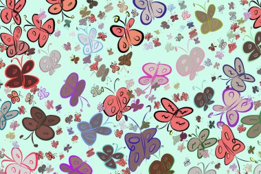 Kelebek çizimleri. Web sayfası, duvar kağıdı, grafik tasarım, katalog, doku veya arka plan için iyi. Karikatür tarzı vektör grafiği.