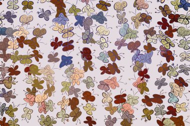 Kelebek illüstrasyonlar arka plan soyut, elle çizilmiş. Karikatür tarzı vektör grafiği.