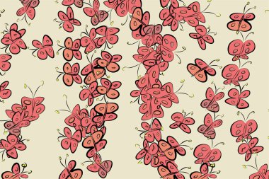 Kelebek çizimleri. Web sayfası, duvar kağıdı, grafik tasarım, katalog, doku veya arka plan için iyi. Karikatür tarzı vektör grafiği.