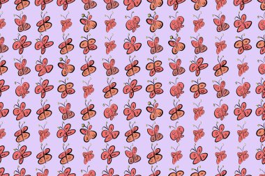 Kelebek çizimleri. Web sayfası, duvar kağıdı, grafik tasarım, katalog, doku veya arka plan için iyi. Karikatür tarzı vektör grafiği.