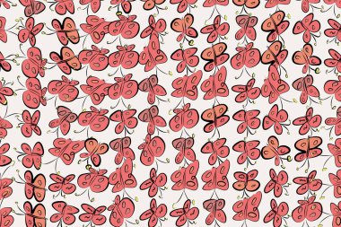 Kelebek çizimleri. Web sayfası, duvar kağıdı, grafik tasarım, katalog, doku veya arka plan için iyi. Karikatür tarzı vektör grafiği.