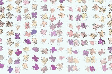 Kelebek çizimleri. Web sayfası, duvar kağıdı, grafik tasarım, katalog, doku veya arka plan için iyi. Karikatür tarzı vektör grafiği.