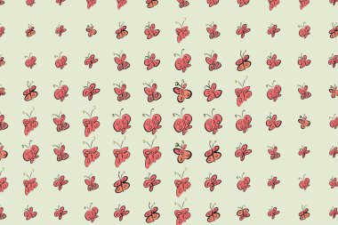 Kelebek çizimleri. Web sayfası, duvar kağıdı, grafik tasarım, katalog, doku veya arka plan için iyi. Karikatür tarzı vektör grafiği.