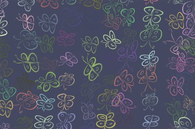 El kelebek illüstrasyonlar arka plan, iyi grafik tasarım, duvar kağıtları veya kitapçıklar için çekilmiş. Karikatür tarzı vektör grafiği.