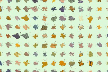 Kelebek illüstrasyonlar arka plan soyut, elle çizilmiş. Karikatür tarzı vektör grafiği.