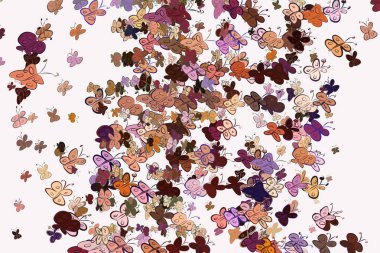 Kelebek çizimleri. Web sayfası, duvar kağıdı, grafik tasarım, katalog, doku veya arka plan için iyi. Karikatür tarzı vektör grafiği.