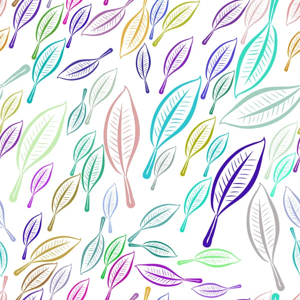 Yaprakların sorunsuz illüstrasyonlar. Web sayfası, duvar kağıdı, grafik tasarım, katalog, doku veya arka plan için iyi. Karikatür tarzı vektör grafiği.