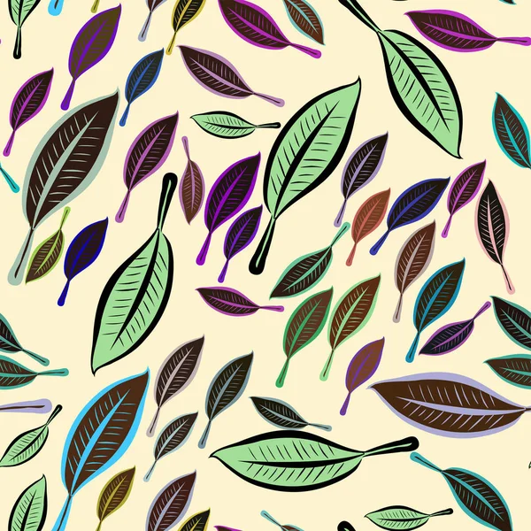 Dikişsiz el yaprakları illüstrasyonlar arka plan, iyi grafik tasarım, duvar kağıtları veya kitapçıklar için çekilmiş. Karikatür tarzı vektör grafiği.