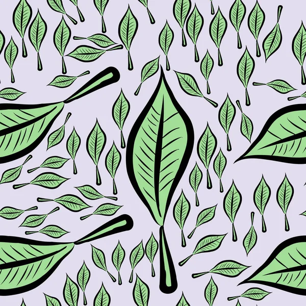 Yaprakların sorunsuz illüstrasyonlar. Web sayfası, duvar kağıdı, grafik tasarım, katalog, doku veya arka plan için iyi. Karikatür tarzı vektör grafiği.