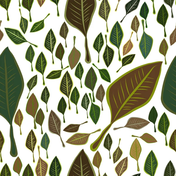 Yaprakların sorunsuz illüstrasyonlar. Web sayfası, duvar kağıdı, grafik tasarım, katalog, doku veya arka plan için iyi. Karikatür tarzı vektör grafiği.