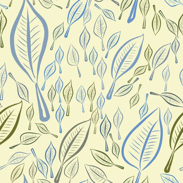 Yaprakların sorunsuz illüstrasyonlar. Web sayfası, duvar kağıdı, grafik tasarım, katalog, doku veya arka plan için iyi. Karikatür tarzı vektör grafiği.