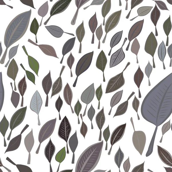 Yaprakların sorunsuz illüstrasyonlar. Web sayfası, duvar kağıdı, grafik tasarım, katalog, doku veya arka plan için iyi. Karikatür tarzı vektör grafiği.