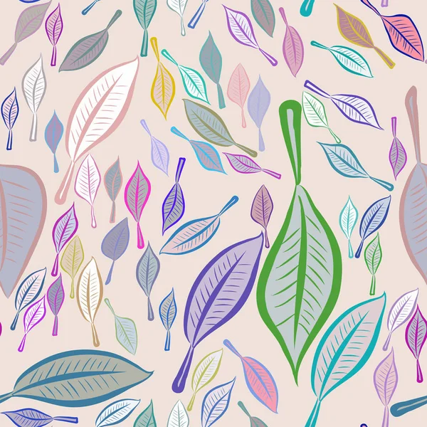 Yaprakların sorunsuz illüstrasyonlar. Web sayfası, duvar kağıdı, grafik tasarım, katalog, doku veya arka plan için iyi. Karikatür tarzı vektör grafiği.