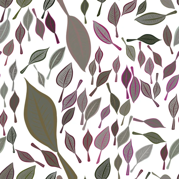 Yaprakların sorunsuz illüstrasyonlar. Web sayfası, duvar kağıdı, grafik tasarım, katalog, doku veya arka plan için iyi. Karikatür tarzı vektör grafiği.