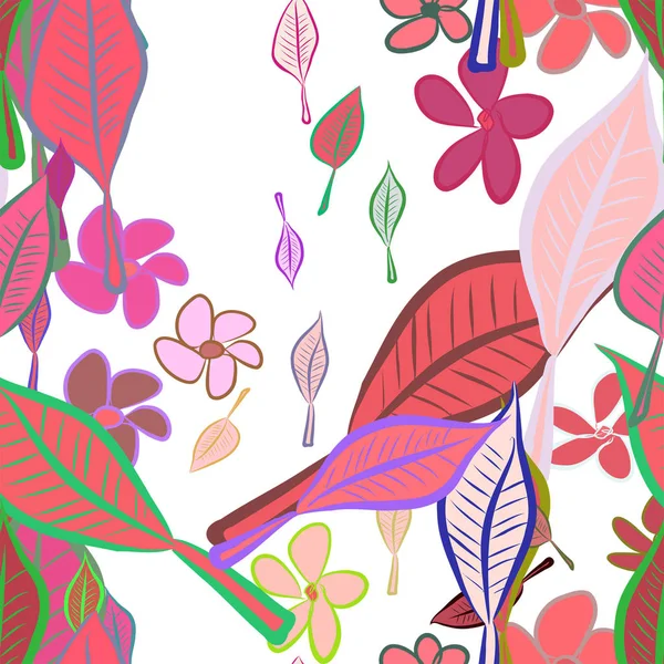 Бесшовные Иллюстрации Листьев Цветов Хорошо Подходит Веб Страниц Обоев Графического — стоковый вектор