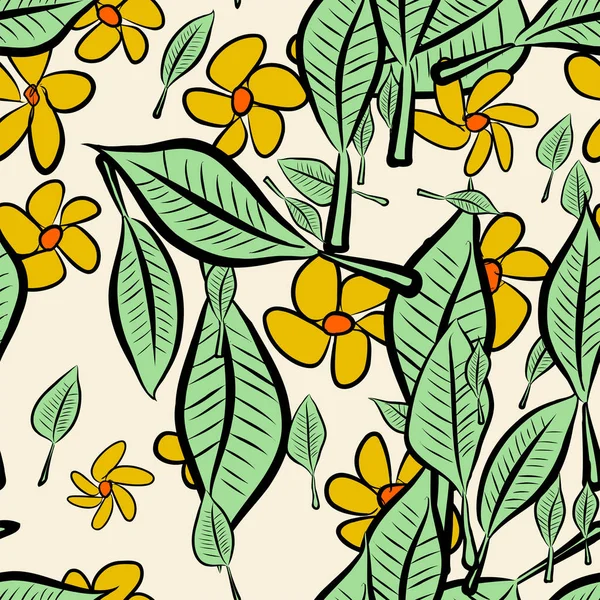 Yaprak ve çiçek, kavramsal sorunsuz soyut resimler. Tasarım arka plan için iyi. Karikatür tarzı vektör grafiği.