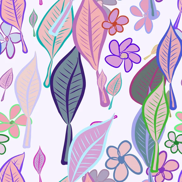 Yaprak ve çiçek, kavramsal sorunsuz soyut resimler. Tasarım arka plan için iyi. Karikatür tarzı vektör grafiği.