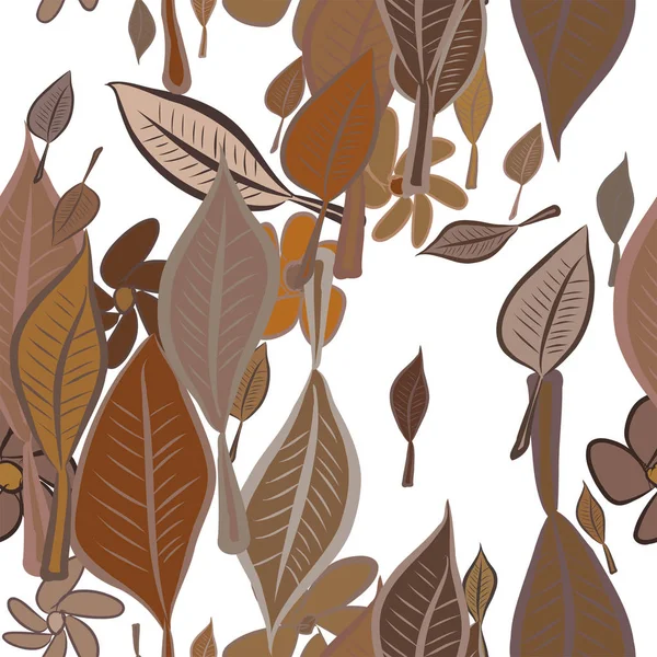 Sorunsuz elle çizilmiş bırakır ve illüstrasyonlar arka plan, iyi grafik tasarım, duvar kağıtları veya kitapçıklar için çiçek. Karikatür tarzı vektör grafiği.