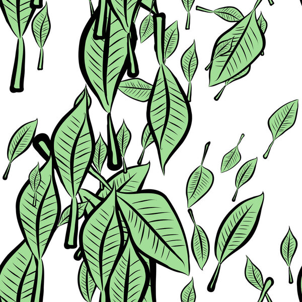 Бесшовные листья иллюстраций фон абстрактный, нарисованный вручную. Векторная графика
.