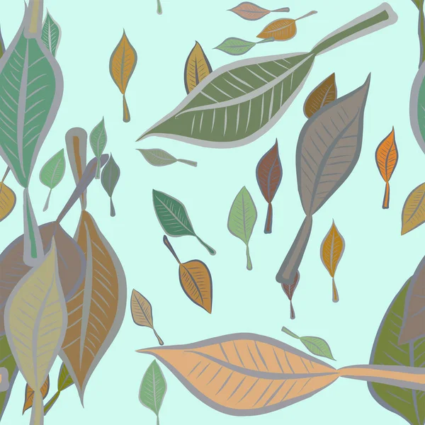 Yaprakların sorunsuz illüstrasyonlar. Web sayfası, duvar kağıdı, grafik tasarım, katalog, doku veya arka plan için iyi. Karikatür tarzı vektör grafiği.