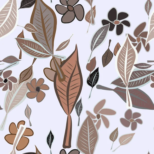 Yaprak ve çiçek, kavramsal sorunsuz soyut resimler. Tasarım arka plan için iyi. Karikatür tarzı vektör grafiği.