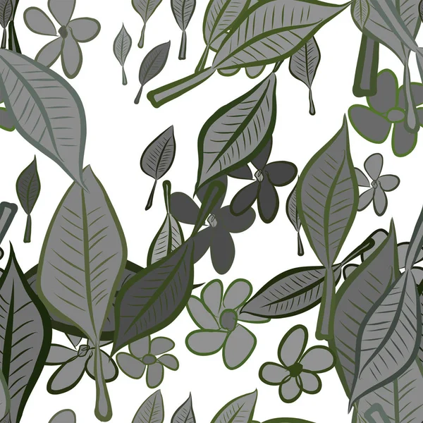Sömlös Abstrakt Löv Blomma Illustrationer Bakgrund Tecknad Stil Vektorgrafik — Stock vektor