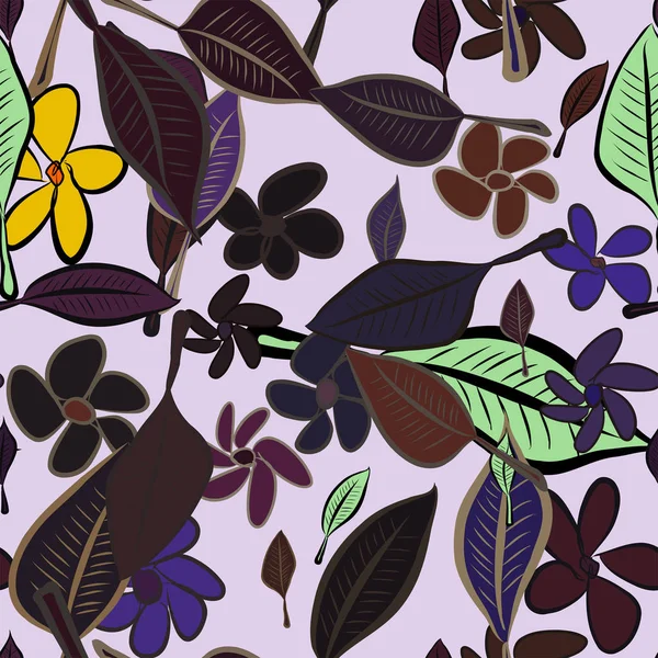 Yaprak ve çiçek, kavramsal sorunsuz soyut resimler. Tasarım arka plan için iyi. Karikatür tarzı vektör grafiği.