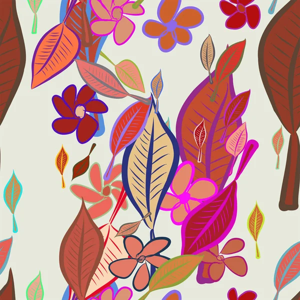 Mão Decorativa Sem Costura Folhas Desenhadas Ilustrações Arte Flores Bom —  Vetores de Stock