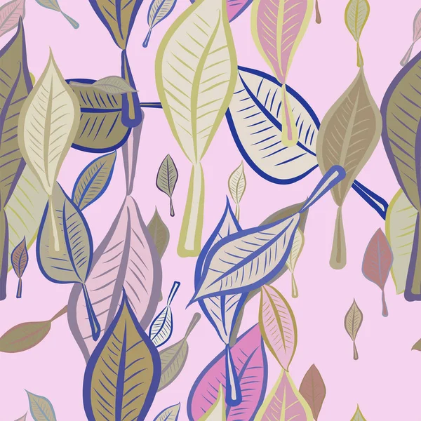 Dikişsiz el yaprakları illüstrasyonlar arka plan, iyi grafik tasarım, duvar kağıtları veya kitapçıklar için çekilmiş. Karikatür tarzı vektör grafiği.