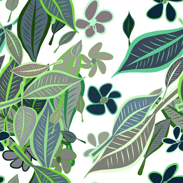 Sorunsuz yaprak ve çiçek illüstrasyonlar arka plan soyut, elle çizilmiş. Karikatür tarzı vektör grafiği.