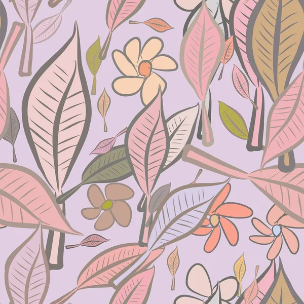 Yaprak ve çiçek, kavramsal sorunsuz soyut resimler. Tasarım arka plan için iyi. Karikatür tarzı vektör grafiği.