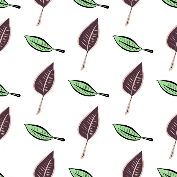 Yaprakların sorunsuz illüstrasyonlar. Web sayfası, duvar kağıdı, grafik tasarım, katalog, doku veya arka plan için iyi. Karikatür tarzı vektör grafiği.