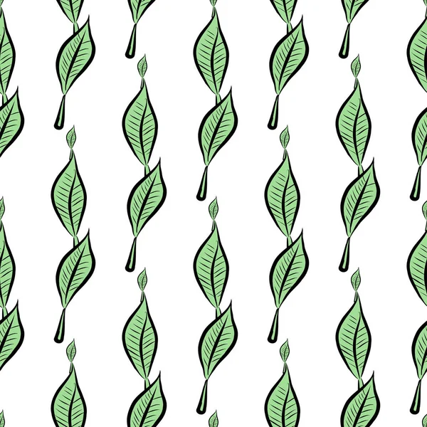 Nahtlose Handgezeichnete Blätter Illustrieren Hintergrund Gut Für Grafikdesign Tapeten Oder — Stockvektor