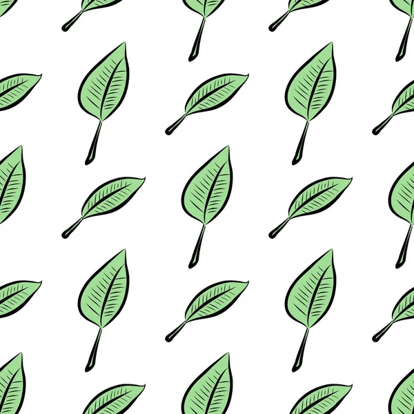 Yaprakların sorunsuz illüstrasyonlar. Web sayfası, duvar kağıdı, grafik tasarım, katalog, doku veya arka plan için iyi. Karikatür tarzı vektör grafiği.