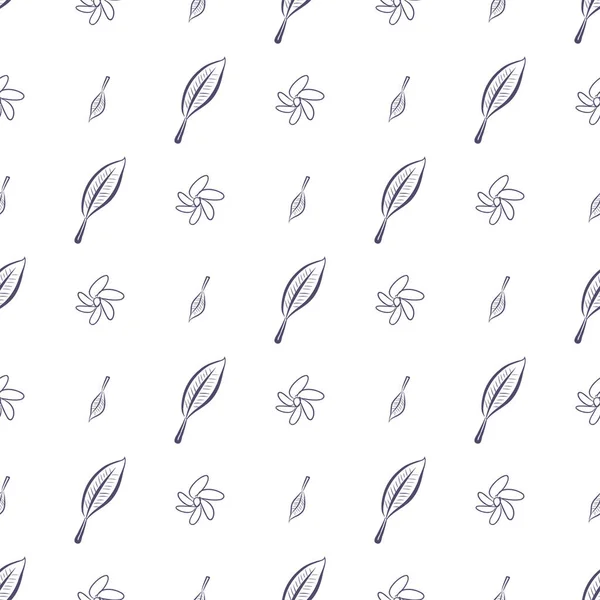 Sorunsuz dekoratif elle çizilmiş yaprak ve çiçek sanat illüstrasyonlar. Tasarım doku ve arka plan için iyi. Karikatür tarzı vektör grafiği.
