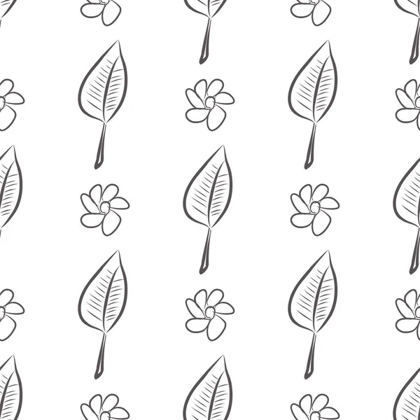 Sorunsuz soyut yaprak ve çiçek illüstrasyonlar arka plan. Karikatür tarzı vektör grafiği.
