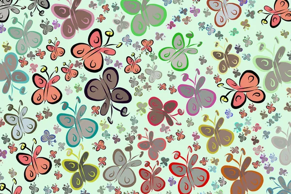 Dekorative Handgezeichnete Schmetterlingskunst Illustrationen Gut Für Design Textur Hintergrund Vektorgrafik — Stockvektor