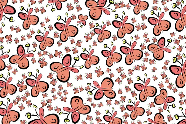 Soyut kelebek illüstrasyonlar arka plan. Karikatür tarzı vektör grafiği.