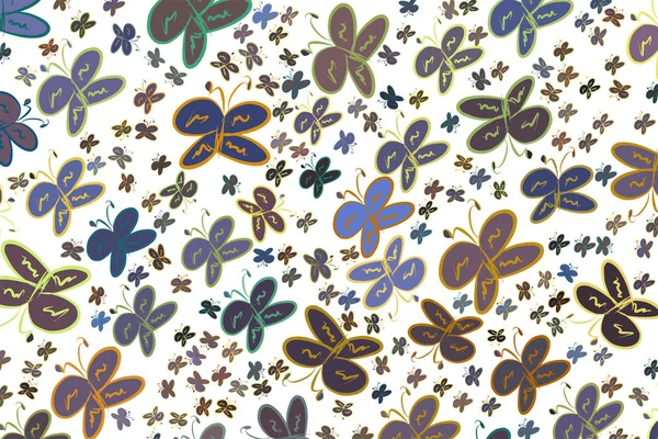 Kelebek çizimleri. Web sayfası, duvar kağıdı, grafik tasarım, katalog, doku veya arka plan için iyi. Karikatür tarzı vektör grafiği.