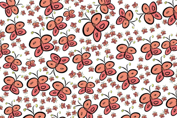 Soyut kelebek illüstrasyonlar arka plan. Karikatür tarzı vektör grafiği.