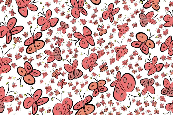 Kelebek illüstrasyonlar arka plan soyut, elle çizilmiş. Karikatür tarzı vektör grafiği.