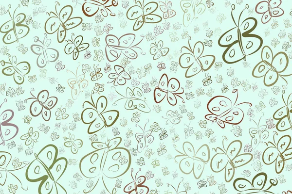 Kelebek illüstrasyonlar arka plan soyut, elle çizilmiş. Karikatür tarzı vektör grafiği.