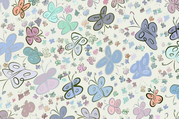 Schmetterling Illustrationen Hintergrund Abstrakt Von Hand Gezeichnet Vektorgrafik Cartoon Stil — Stockvektor