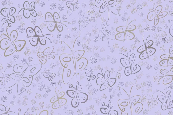 Kelebek illüstrasyonlar arka plan soyut, elle çizilmiş. Karikatür tarzı vektör grafiği.