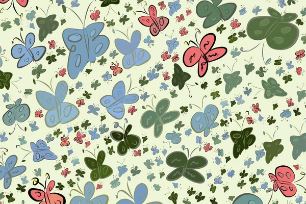 El kelebek illüstrasyonlar arka plan, iyi grafik tasarım, duvar kağıtları veya kitapçıklar için çekilmiş. Karikatür tarzı vektör grafiği.